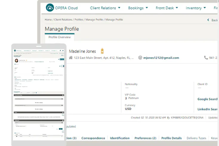 screenshot of OPERA Cloud Property Management